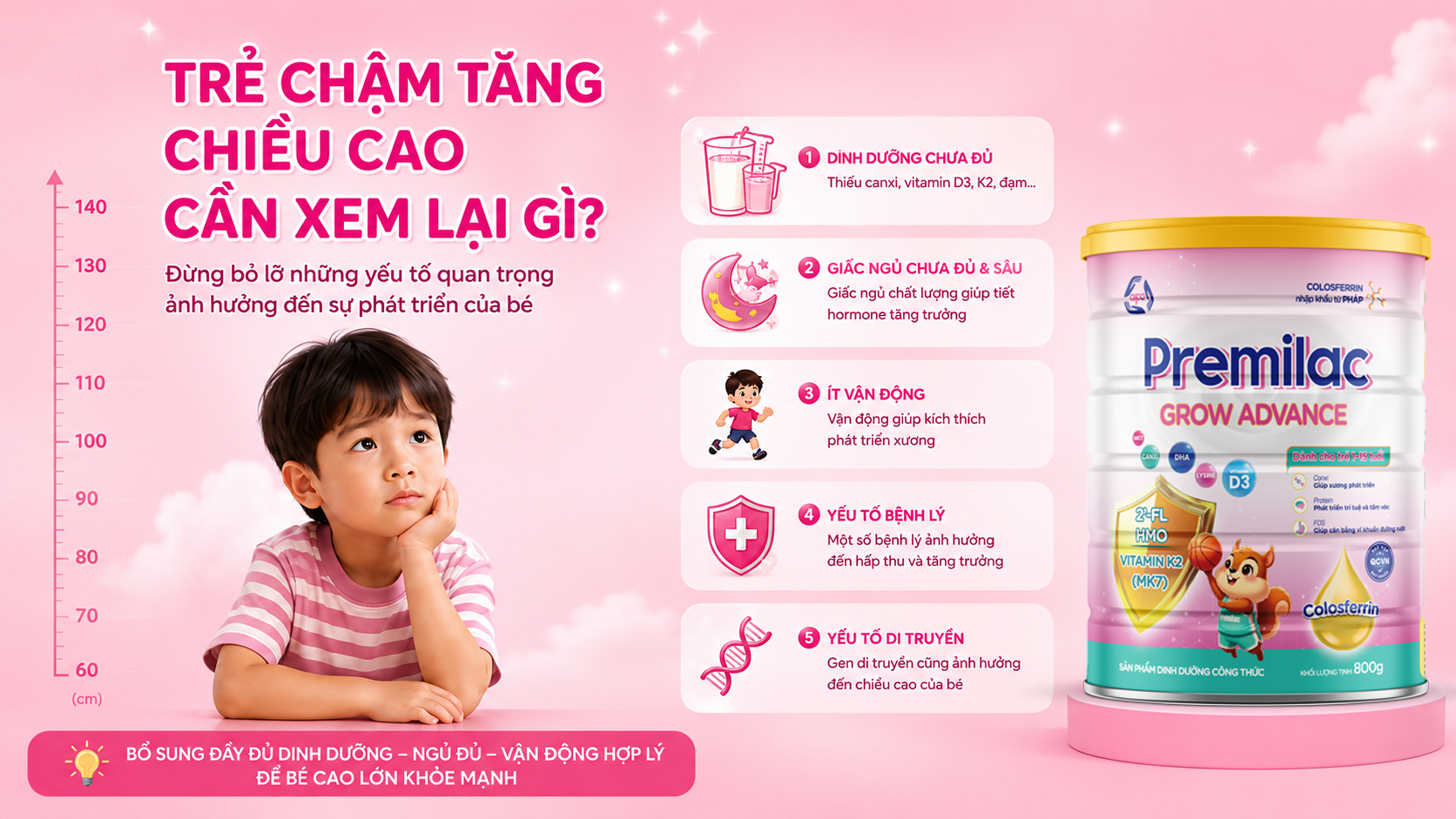 Trẻ chậm tăng chiều cao cần xem lại gì