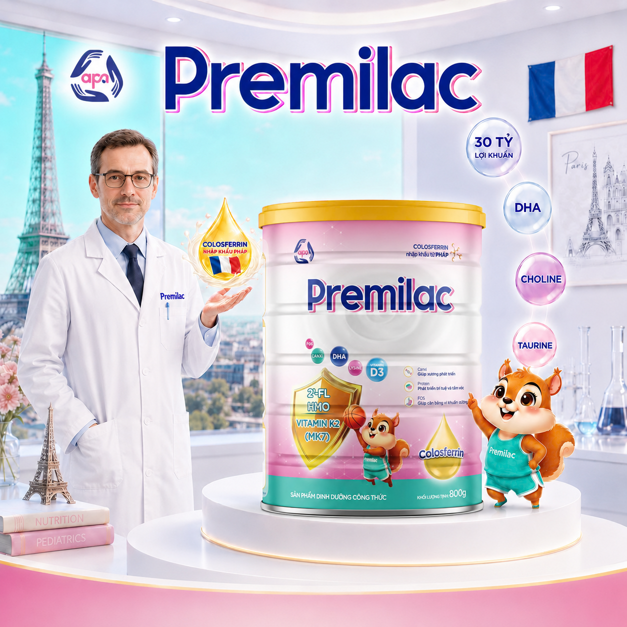Premilac ứng dụng Colosferrin nhập khẩu từ Pháp